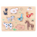 Dřevěné zábavné vkládací puzzle se zvukem - Farma