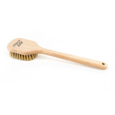 Dřevěný masážní kartáč s rukojetí a přírodním vlasem, přírodní