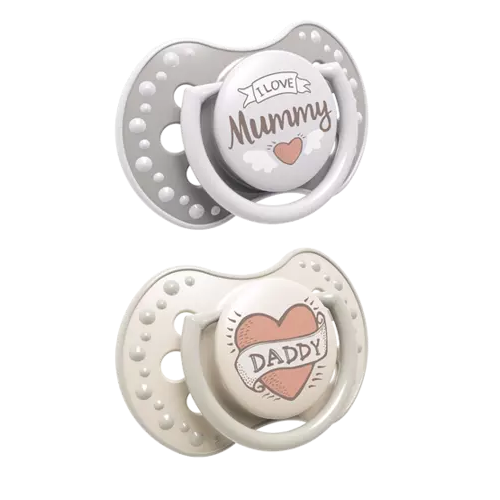 Dudlíky Lovi 3-6 m I Love - béžový, šedý Dudlíky Lovi 3-6 m I Love - béžový, šedý