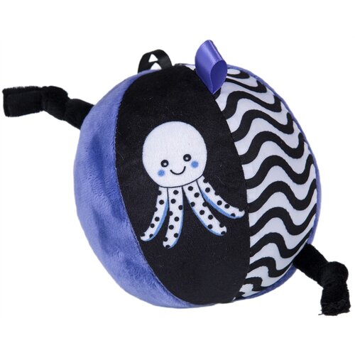Edukační senzorický míček s rolničkou, 15 cm, modrá, černá Edukační senzorický míček s rolničkou, 15 cm, modrá, černá