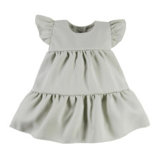 EEVI Dívčí šaty s volánky Nature - khaki, vel. 74