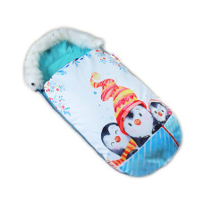Fusak Baby Nellys Winter Friends Lux velvet s kožešinkou, 105x55 cm - kamarádi/tyrkys