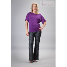 Gregx Elegantní těhotenské kalhoty JEANS - černý melír, vel. S