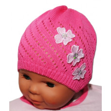 Háčkovaná čepička Kytičky Baby Nellys ® - tm. růžová