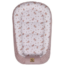 Hnízdečko pro miminko Premium Flowers, oboustranné - pudrově růžová