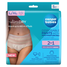 Jednorázové poporodní kalhotky Canpol 2v1, L/XL - 5 ks, absorpční po porodu