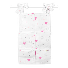 Kapsář na postýlku 6 kapes Baby Nellys, I love Girl, růžový/bílý