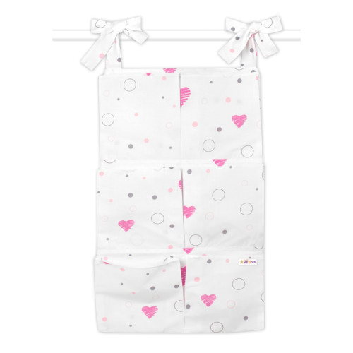 Kapsář na postýlku 6 kapes Baby Nellys, I love Girl, růžový/bílý Kapsář na postýlku 6 kapes Baby Nellys, I love Girl, růžový/bílý