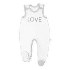 Kojenecké bavlněné dupačky, Love - bílé