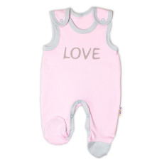 Kojenecké bavlněné dupačky, Love - růžové, vel. 56