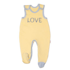 Kojenecké bavlněné dupačky, Love - žluté, vel. 56