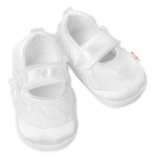 Kojenecké capáčky/botičky saténové s volánkem, Baby Nellys, bílé, vel. 68/74, 12,5cm