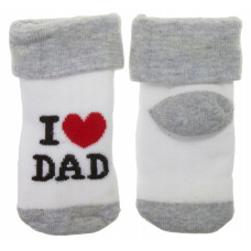Kojenecké froté bavlněné ponožky I Love Dad, bílé/šedé 80/86