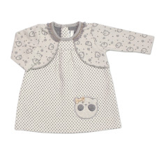 Kojenecké šatičky s bolerkem Lovely Teddy, Minetti - ecru/šedé
