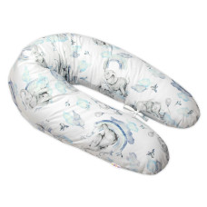 Kojící bavlněný polštář - relaxační poduška Baby Nellys, Slon a Duha, modrý