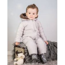 Kombinéza s kapucí a kožíškem Baby Nellys ®prošívaná, bez šlapek - sv. šedá