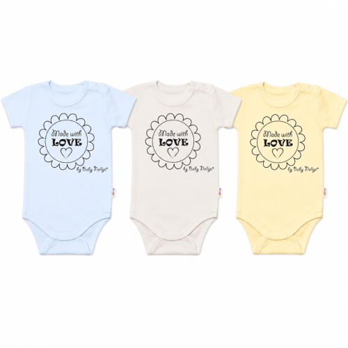 Komplet 3x body Made with love BOY Baby Nellys, vel. 62, modré, žluté, béžové Komplet 3x body Made with love BOY Baby Nellys, vel. 62, modré, žluté, béžové
