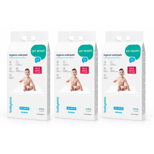 Komplet Hygienické podložky BabyOno 60×90 cm – komplet 3 balení (30+6 ks zdarma) Komplet Hygienické podložky BabyOno 60×90 cm – komplet 3 balení (30+6 ks zdarma)