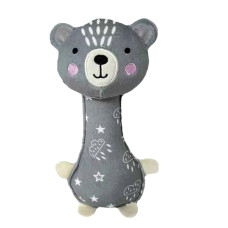 Látková hračka pískací,  Medvídek, 17 cm, šedá