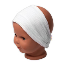 Lehká mušelínová čelenka Bandana, bílá, vel. 104/110
