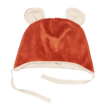 Mamatti Čepička s oušky na zavazování Velvet, Baby Fox - hnědá, vel. 68