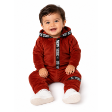 Mamatti Dětská tepláková souprava Velvet zapínání na zip, Fox, hnědá, vel. 80