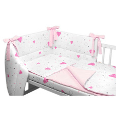 Mantinel s povlečením 3D bavlněná sada, I love Girl, 120x90 cm Baby Nellys, růžový/bílý