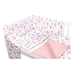 Mantinel s povlečením 3D, Duha, pastelová s potiskem/pudrová, Baby Nellys