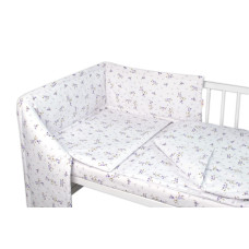Mantinel s povlečením, 3dílná sada Levandule, Baby Nellys, bílá/fialová