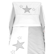 Mantinel s povlečením Baby Stars - šedý, vel. 135x100 cm