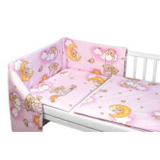Mantinel s povlečením Premium, Baby Nellys, 3D sada, Medvídek na žebříku,růžový, 135x100cm
