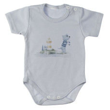 MBaby Bavlněné body s krátkým rukávem, Maják, šedé, vel. 68