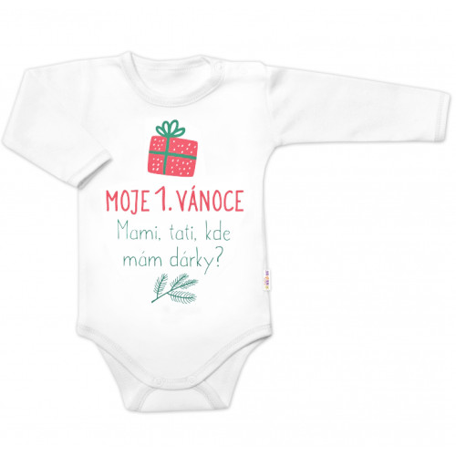 Moje 1. Vánoce, Mami, tati, kde mám dárky,body dlouhý rukáv Baby Nellys, bílé Moje 1. Vánoce, Mami, tati, kde mám dárky,body dlouhý rukáv Baby Nellys, bílé