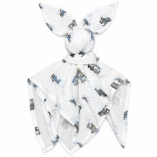 Mušelínová plenka, mazlíček, přítulníček Baby Nellys Bunny, Vláčci, modrá, ecru