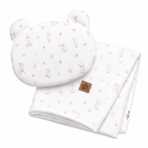 Mušelínová sada GOOSE Teddy 30x35cm, 70x100cm, 2D, Baby Nellys, bílá, Husičky Mušelínová sada GOOSE Teddy 30x35cm, 70x100cm, 2D, Baby Nellys, bílá, Husičky