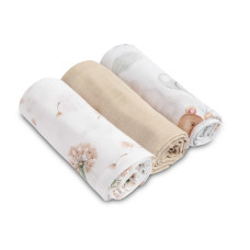Mušelínové měkké plenky LUX, 3ks, Bear, bílá/béžová