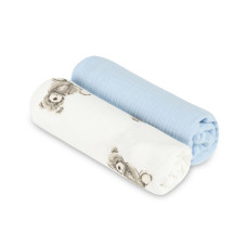 Mušelínové pleny krešované 60×75 cm Teddy Blue – sada 2 ks