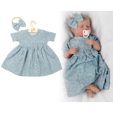 Mušelínové šatičky + čelenka 2-dílná sada Dino, Baby Nellys, mátové, vel. 80