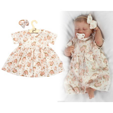 Mušelínové šatičky + čelenka 2-dílná sada Pivoňky, Baby Nellys, smetanové, vel. 98