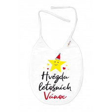 Nepromokavý bryndáček, 24 x 27 cm - Hvězda letošních Vánoc, Baby Nellys  - bílý