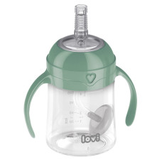 Nevylévací hrníček s brčkem a závažím Lovi Straw Cup, 150 ml, zelený