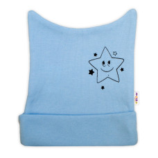 Novorozenecká čepička Baby Nellys, Baby Little Star - modrá, vel. 56