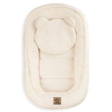 Oboustranné hnízdečko s polštářkem Teddy Boucle - krémové