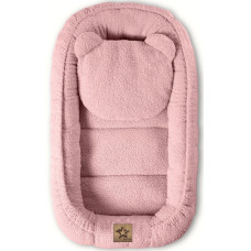 Oboustranné hnízdečko s polštářkem Teddy Boucle - pudrově růžová