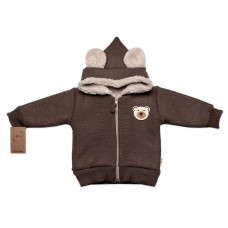 Oteplená pletená bundička Teddy Bear, Baby Nellys, dvouvrstvá, hnědá, vel. 104/110