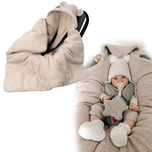 Oteplený fusák, deka s kapucí do autosedačky Beránek, Baby Nellys - béžový Oteplený fusák, deka s kapucí do autosedačky Beránek, Baby Nellys - béžový