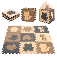 Pěnové puzzle Zvířátka béžové 85×85 cm – 9 dílů, EVA pěna, 3+