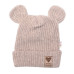 Pletená bavlněná čepice s oušky, dvouvrstvá, Hand Made Baby Nellys, béžová