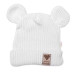 Pletená bavlněná čepice s oušky, dvouvrstvá, Hand Made Baby Nellys, bílá, vel. 68/74