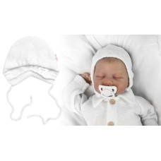 Pletená čepička na zavazování bonetka Boy, Hand Made Baby Nellys, bílá, vel. 68/74